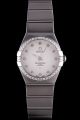 Phony Omega Constellation Co-Axial Chronometer Diamonds Bezel White Guilloche Dial Stainless Steel Bracelet Lady Watch 123.15.27.20.55.001