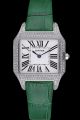 Couples Cartier Diamonds Case White Gold   Santos Dress Watch KDT034 Green Bracelet