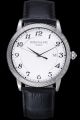 Rep Patek Philippe Calatrava Silver Clous De Paris Bezel White Dial Arabic Scale Watch