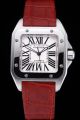 Cartier Santos White gold Brown Leather Strap Diamonds Watch  SKDT001 Swiss Movement