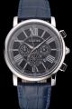  Cartier Blue Strap Date Silver  Bezel Rotonde chronograph 42mm  Watch KDT158