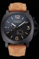 Panerai PAM00423 Luminor Brown Leather Strap Power Reserve Dial Mens Black Automatic Watch PN126