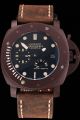 Panerai Luminor Submersible Power Reserve Black Dial Brown Case & Leather Strap Date Watch PN087