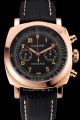  Panerai Radiomir 1940 Rose Gold Case Male Black Chronograph Swiss Watch PN145