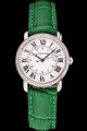  Cartier  Quartz Ronde Diamonds Bezel Suits Watch KDT098 Green Leather Band