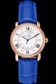 Cartier Ronde NO Date Diamonds Bezel WR000351 Wedding Watch KDT095 Blue Hands&Wristband