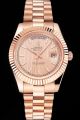 Women Rolex Day-date 18k Rose Gold Fluted Bezel/Stripe Dial/Luminous Scale/Steel Bracelet Week/Date Display Swiss SS  Watch Ref.218235-83215