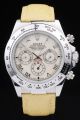 Rolex Daytona Stainless Steel Case Tachymeter Bezel Pearl Dial Roman/Stick Marker Three Sub-dials Yellow Leopard Print Strap Men Watch