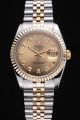 Classy Rolex Day-date 36mm Gold Fluted Bezel Gold Dial Diamonds Scale Luminous Pointer Two-tone Jubilee Bracelet  Watch