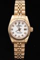 Female Rolex Datejust Oyster Perpetual 18k Yellow Gold Fluted Bezel Diamonds Index Jubilee Wristband Small Size Rep Watch