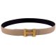 2017 New Hermes Light Grey Grainy Leather Strap Yellow Gold Plated H Buckle Ladies Casual Belt 