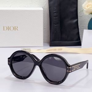 Replica Dior Signature R1U Black Round Grey Lens Gold Hinge Black Temples Women'S Discount Sunglasses 