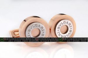 Bvlgari 18kt Rose Gold Round Ceramic Cufflinks With Stainless Steel Circle for Businessmen CL043