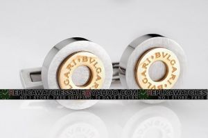Bvlgari Round Silver Stainless Steel Cufflinks With Gold Circle On, 2017 Spring & Summer New Design CL045