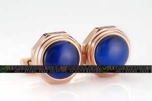 Cartier Polygon Rose Gold Cufflinks  With Blue Synthetic Spinel Cartier Men's Jewelry CL105