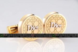 Christian Dior 18K Rose Gold Round Silver Signed Business Cufflinks Best Gift for Men CL004