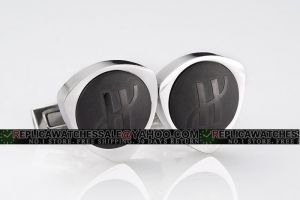 Hublot Logo Silver And Black Triangle Cufflinks Presidential Tuxedo Stud Sets for Men CL025