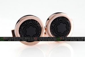 Hugo Boss Rose Gold And Black Cufflinks Quality Replacement With Flower Pattern CL016