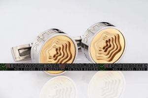Montblanc Emblem Heritage Silver And Yellow Gold Round Cufflinks Stainless Steel 109992 CL037