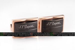 S.T.Dupont Rose Gold Border Black Fine Lacquer Cufflinks Modern Fashion Designer Works CL011