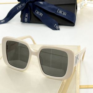  Dior Tag SU White Rectangular Frame Grey Lens Black Logo Temple Men'S Casual Style Sunglasses 
