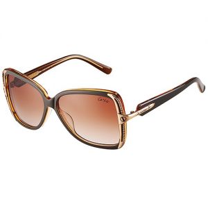 Cartier Lucida Amber Lenses Ladies Sunglasses SUGC027 Gold Hinges Brown Frame