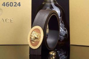 Hot Selling Versace Carve Designs Oval Pin Buckle Logo Embossed Mens Reversible Belt Black/Coffee/Navy
