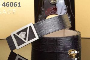 Versace High End Black/Brown Croco Embossed Leather 38mm Mens Belt With Fashion Logo Pin Buckle 