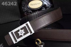 Hot Selling MontBlanc Croco Embossed Leather Reversible Strap Popular Star Pin Buckle Mens Black/Brown Belt 