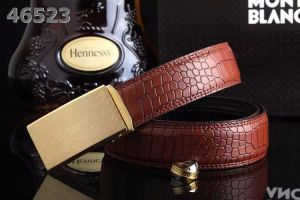 Montblanc Fire Cracks Embossed Leather Strap Logo Embossed Plaque Automatic Buckle Male Multicolor Business Belt 