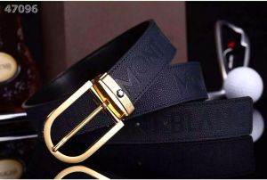 Montblanc Logo Embossed Multicolor Grainy Leather Strap Classic Horseshoe Shape Pin Buckle Mens Business Belt 