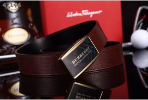 Burberry Soft Grainy Leather Strap & Two-tone Logo Pin Buckle Guy Belt Red/Black