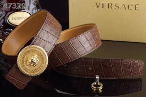 Latest Versace Croco Embossed Leather Strap Round Medusa Pin Buckle Guy Dress Belt More Colours Available