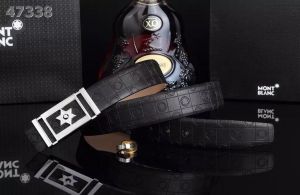 Motblanc Black/Brown/Navy Logo Embossed Leather Strap Star Design Pin Buckle For Mens  