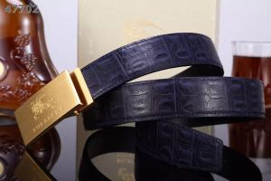 Most Popular Burberry Bluish Violet Crocodile Strap Logo Plaque Rotated Buckle Men's  Belt 