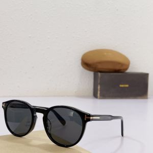 Top Quality Black Frame Round Grey Lens Tom Ford Glasses—Copy Tom Ford Unisex Simple Sunglasses