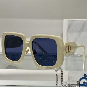 Low Price Milky White Square Frame Blue Lens Dior Bobby S2F Elegant Sunglasses— Dior Signature Style Ladies Glasses