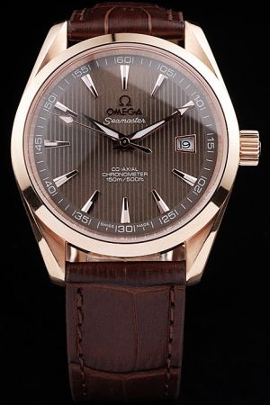 Omega Seamaster Co-Axial Chronometer Railmaster Rose Gold Case Brown Striated Dial Arrow Pointer Luminous Pointers Limited Watch 231.53.42.21.06.001