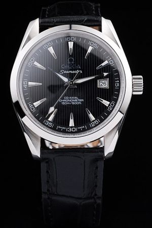 Limited Omega Seamaster Co-Axial Chronometer Railmaster Silver Case Black Striated Dial Luminous Scale/Pointer Black Strap Watch 231.13.39.21.01.001