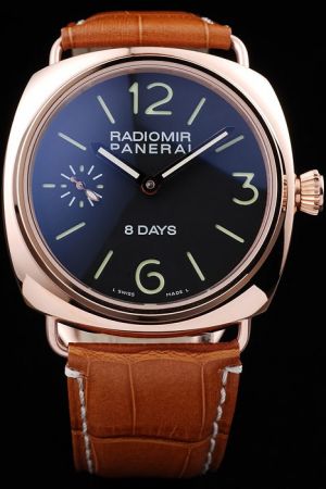 Panerai Radiomir PAM 197 Black Dial Red Leather Strap Guy 45MM automatic Clone Watch PN093