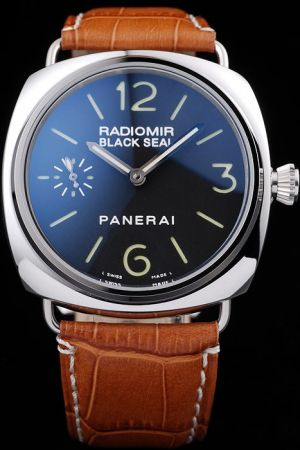 Panerai Radiomir PAM00183 Brown Strap Stainless Steel Manual Winding 45mm Male Watch PN009