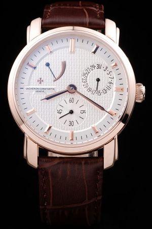 Rep VC Malte Power Reserve White Guilloche Dial Rose Gold Case/Marker/ Pointers Date Geneve Watch 83060/000r-9288