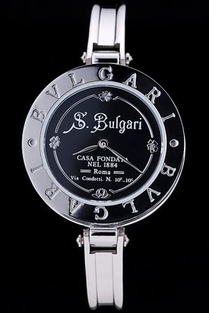 Bvlgari B.zero1 Casa Fondata Nel 1884 Black Dial Black Enamel Case Stainless Steel Bangle Designer Watch BV025