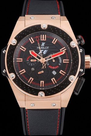 Hublot Formula 1 Black Dial Gold Case Rubber Strap Chronograph Father's Day Gift Watch HU047