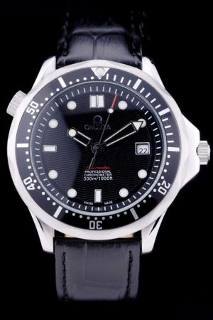 Omega Seamaster Professional 300m Co-Axial Chronometer Black Wave Dial Luminous Dots/Sticks Marker Hollow Pointer Men Watch