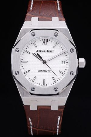  Rep Audemars Piguet Royal Oak White Tapisserie Dial Octangle With Eight Screws Baton Marker Watch 15450OR.OO.D088CR.01