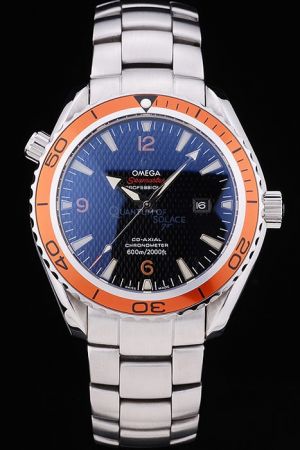 Omega Seamaster Co-Axial Planet Ocean Orange Unidirectional Rotating Bezel Black Dial With Clous de Paris Luminous Hour Scale Limited Watch