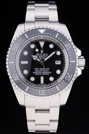 Swiss Rolex Sea-Dweller Deepsea Black Unidirectional Rotating Ceramic Bezel Luminous Dots Marker/Mercedes Hand SS Bracelet Diving Watch 116600