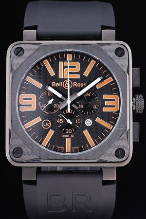 Bell Ross BR 01-92 Fashion Black Carbon Fiber Watch  With Orange Markers BR021