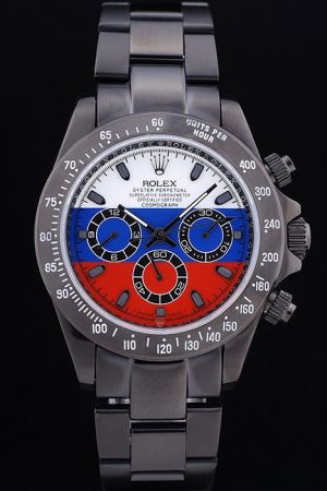 Rolex Daytona Carbon Black SS Case/Bracelet Tachymeter Bezel Multi-colour Dial Three Sub-dials Automatic Male Watch